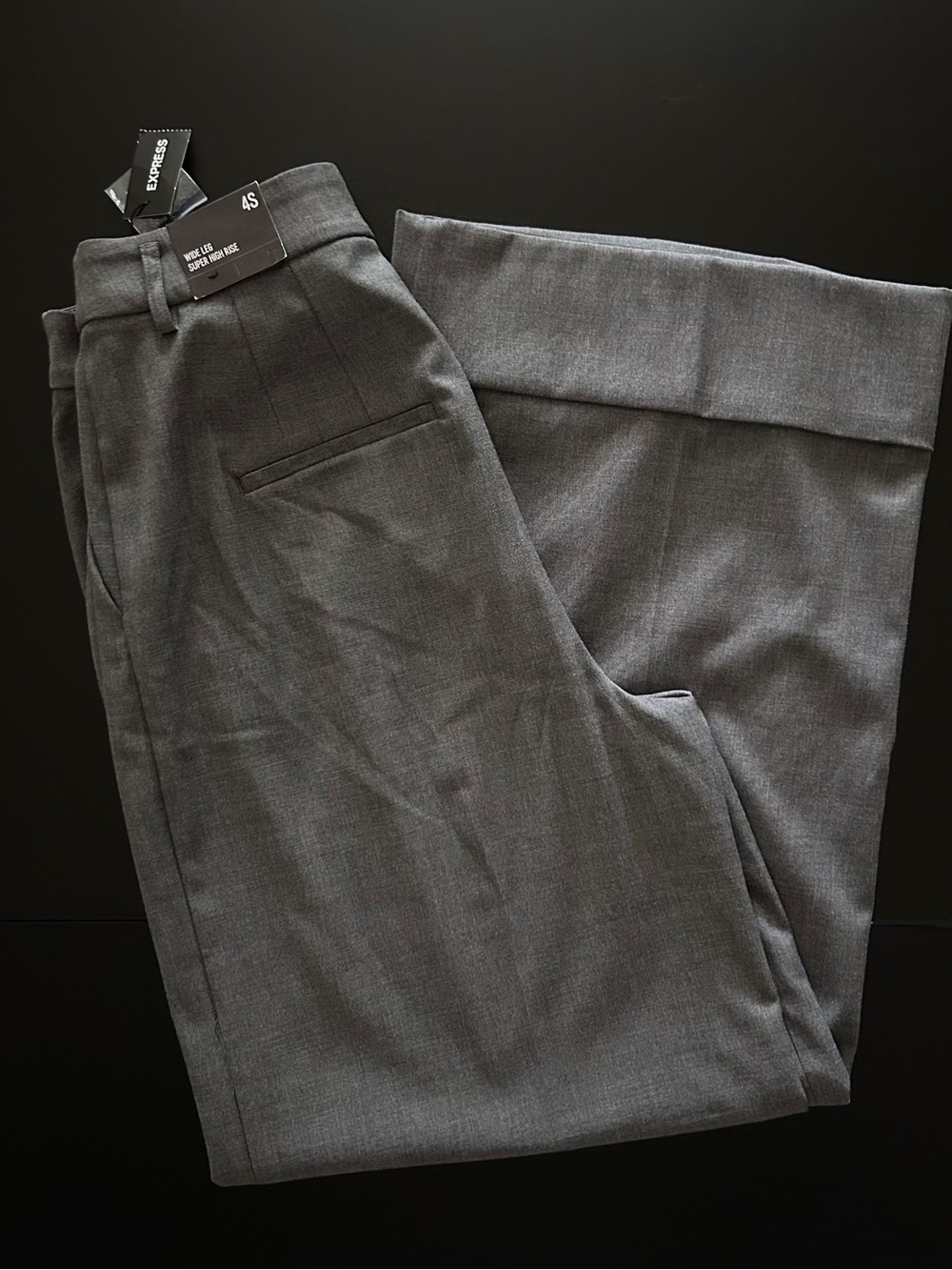 Express Women’s Wide Leg Super High Rise Gray Dress Trousers NWT 4S